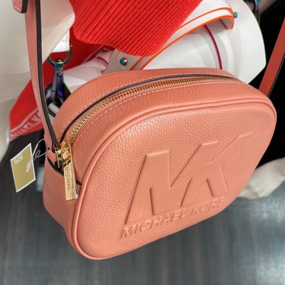 Michael Kors Jet Set Medium Embossed Pebbled Leather Crossbody Bag Sherbert - Picture 5 of 16